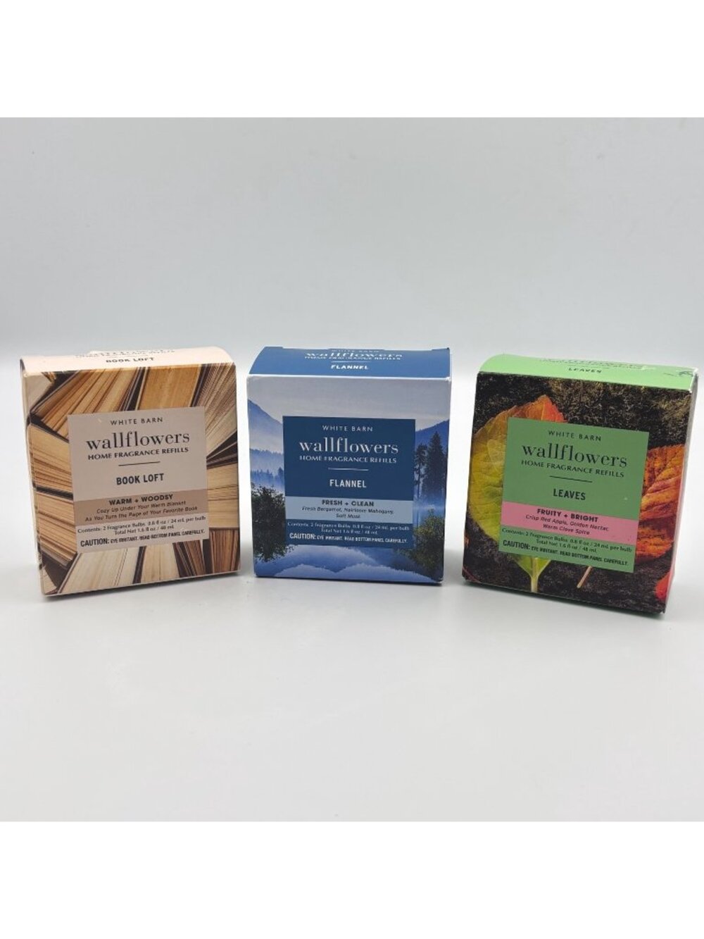 3 Sets Bath & Body Works Wallflowers Refill Plug ins Book loft Flannel Leaves